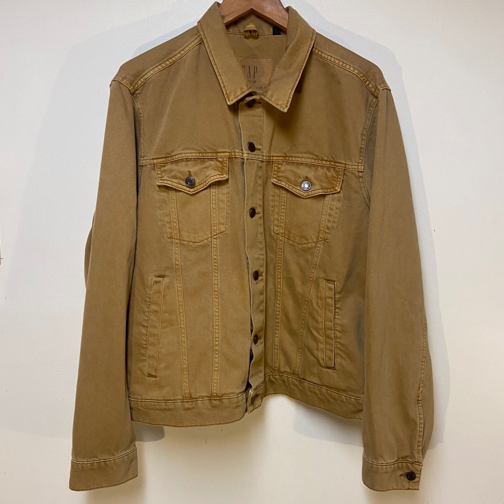 Gap Icon Denim Jacket Mens XL Tan Khaki Trucker Cotton 537963-00